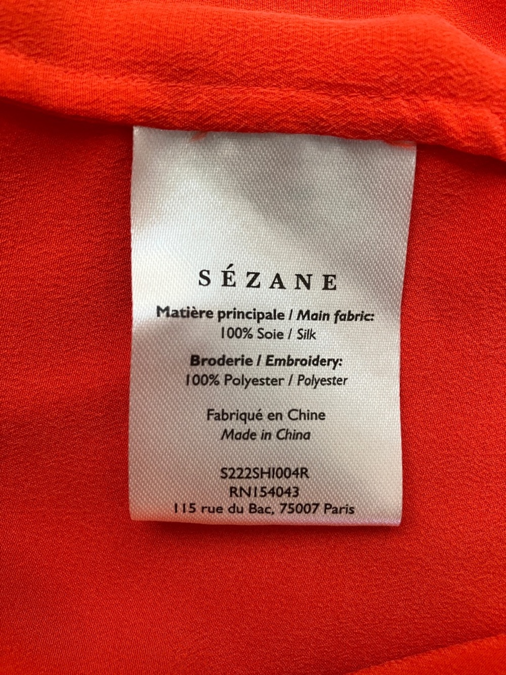 Sezane Chloe Silk Blouse Red US Size 4 Small or France Size 36 - Picture 6 of 7